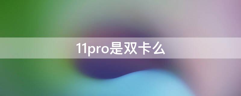 11pro是双卡么