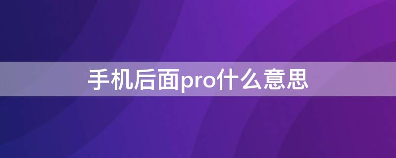 手机后面pro什么意思