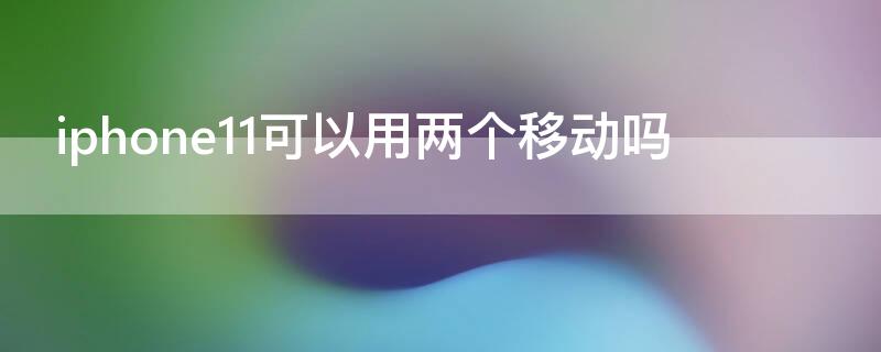 iPhone11可以用两个移动吗