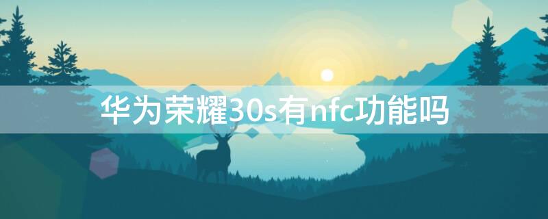 华为荣耀30s有nfc功能吗