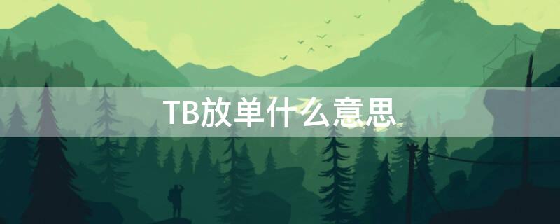 TB放单什么意思