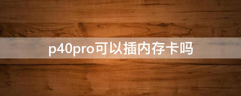 p40pro可以插内存卡吗