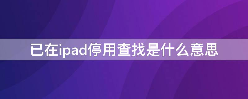 已在ipad停用查找是什么意思