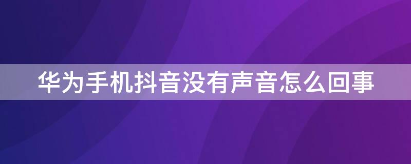 华为手机抖音没有声音怎么回事