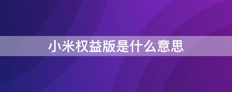 小米权益版是什么意思