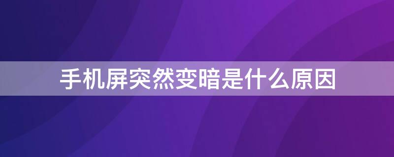 手机屏突然变暗是什么原因