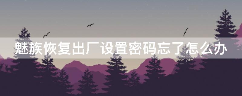 魅族恢复出厂设置密码忘了怎么办