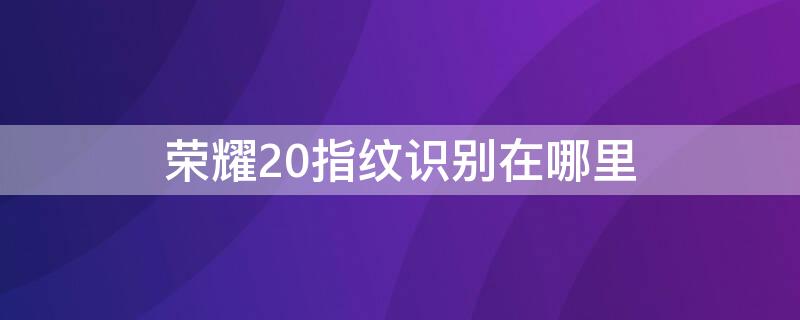 荣耀20指纹识别在哪里