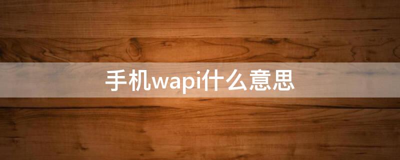 手机wapi什么意思