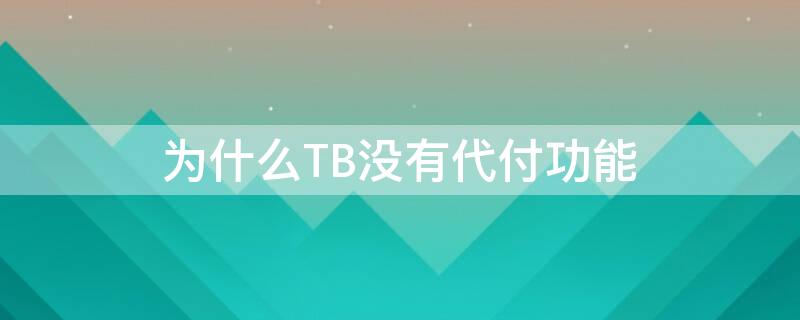 为什么TB没有代付功能