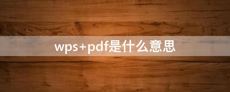 wps pdf是什么意思