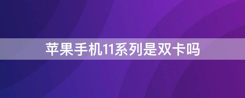 iPhone手机11系列是双卡吗