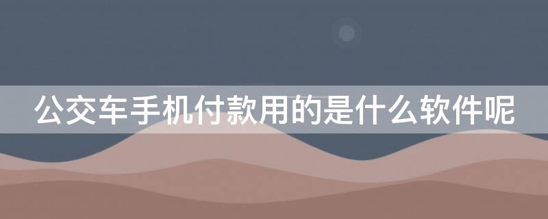 公交车手机付款用的是什么软件呢