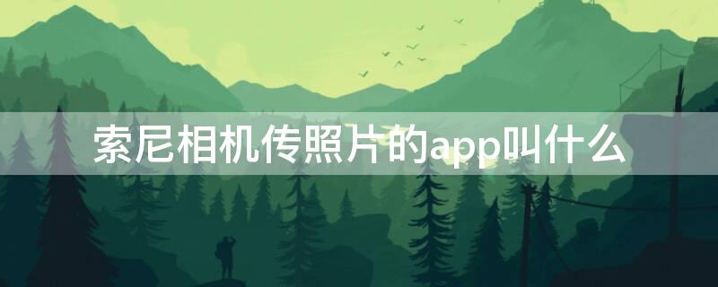 索尼相机传照片的app叫什么