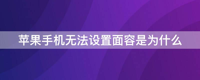 iPhone手机无法设置面容是为什么