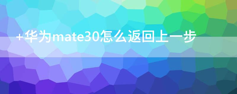  华为mate30怎么返回上一步