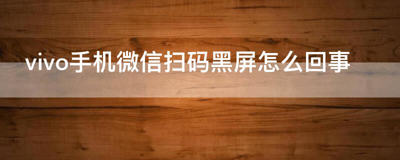 vivo手机微信扫码黑屏怎么回事(vivo手机扫码支付黑屏)