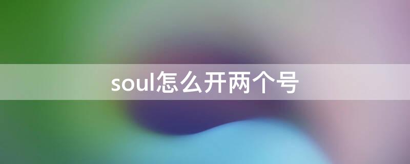 soul怎么开两个号（soul可以登两个号吗）