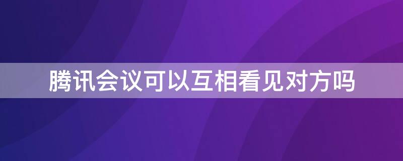 腾讯会议可以互相看见对方吗