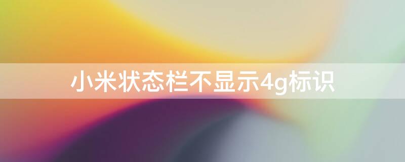 小米状态栏不显示4g标识