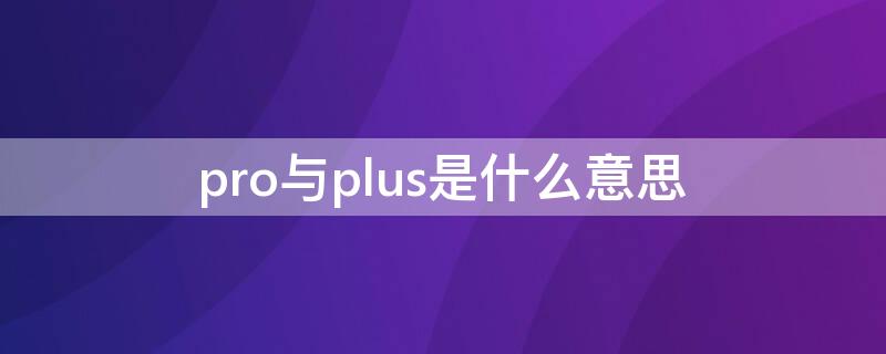 pro与plus是什么意思 pro与plus是什么意思啊