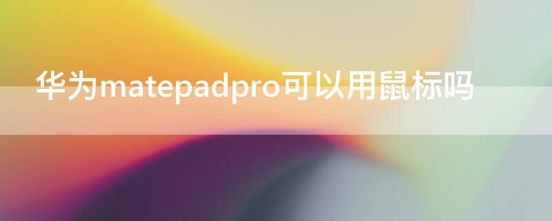 华为matepadpro可以用鼠标吗（华为matepadpro能连鼠标吗）