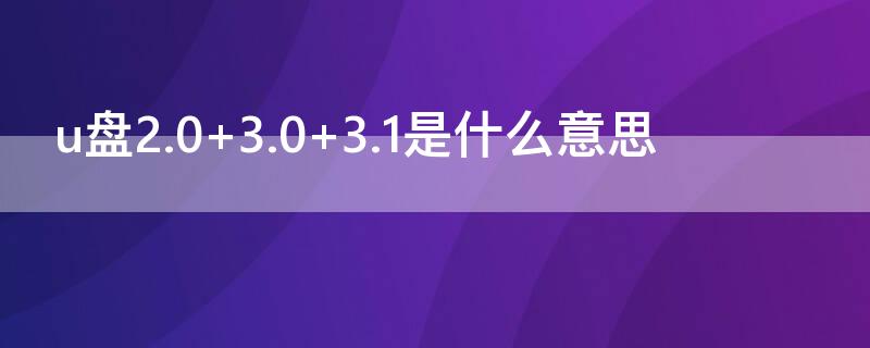 u盘2.0 3.0 3.1是什么意思