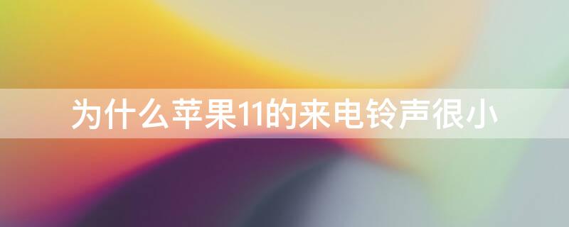 为什么iPhone11的来电铃声很小（为什么苹果11手机来电铃声很小）