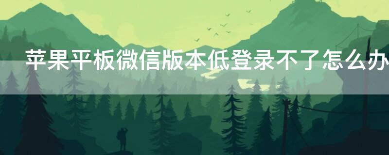 iPhone平板微信版本低登录不了怎么办（iphone平板微信版本过低无法登录怎么办）