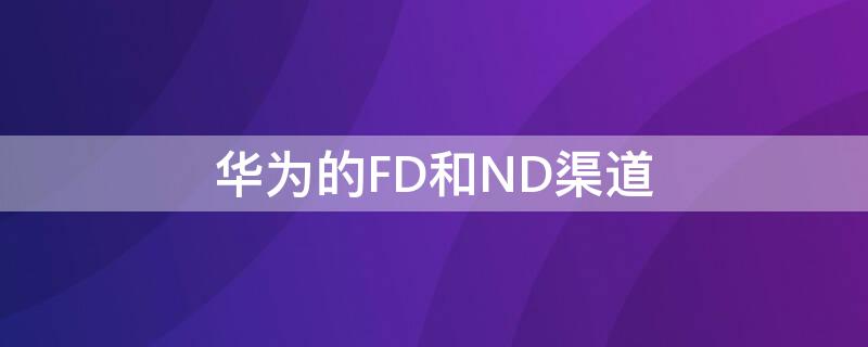 华为的FD和ND渠道 华为的FD和ND渠道课件