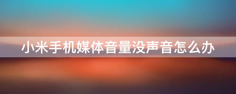 小米手机媒体音量没声音怎么办（为什么小米手机媒体音量没有了）