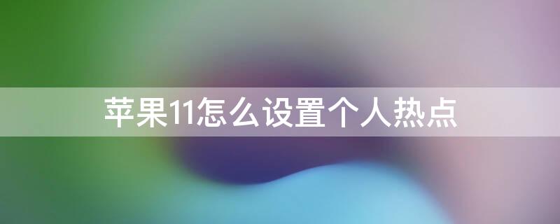 iPhone11怎么设置个人热点（iphone11怎么设置个人热点名称）