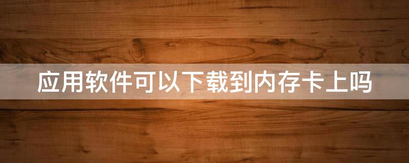 应用软件可以下载到内存卡上吗 软件可以直接下载到内存卡里吗