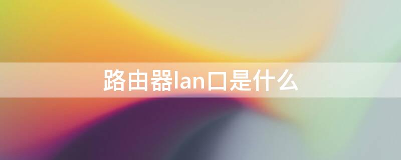 路由器lan口是什么（路由器lan口是什么口）