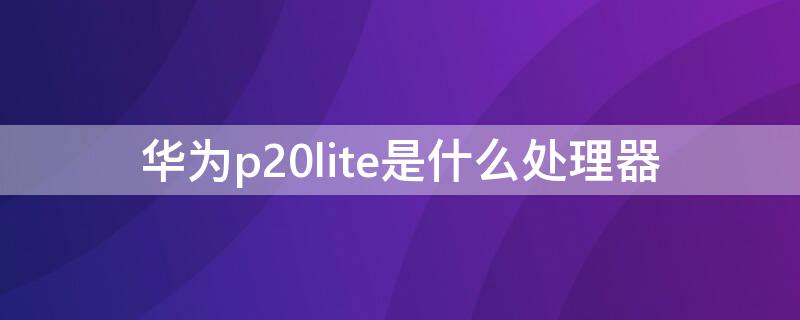 华为p20lite是什么处理器（华为P20是什么处理器）