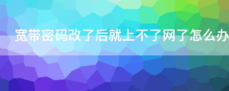 宽带密码改了后就上不了网了怎么办（改过宽带密码上不了网）