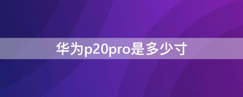 华为p20pro是多少寸（华为p20pro是多少寸的屏幕）