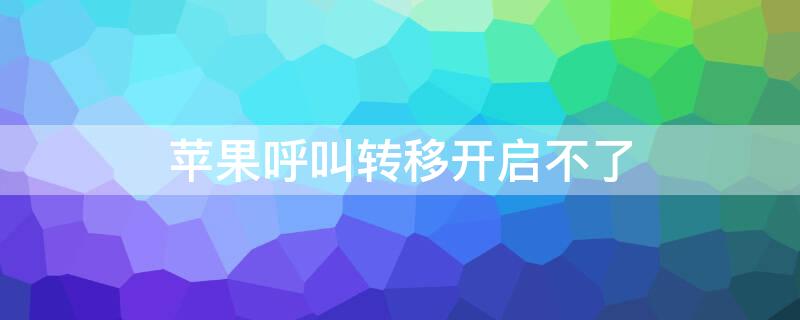 iPhone呼叫转移开启不了 iphone呼叫转移进不去