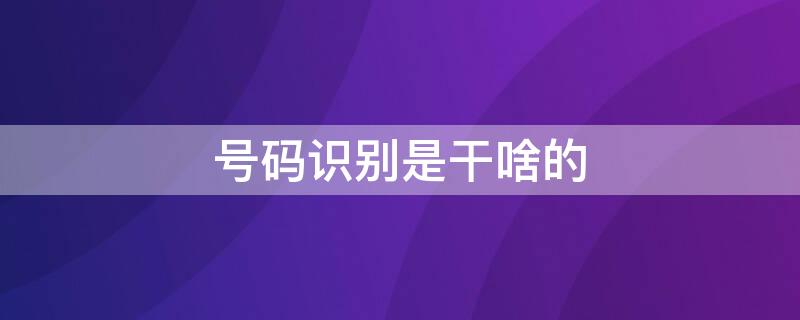 号码识别是干啥的（号码识别是干啥的可以删除吗?）