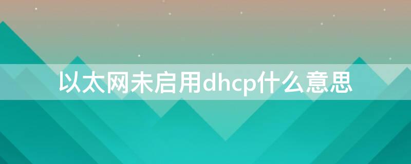 以太网未启用dhcp什么意思（什么叫以太网未启用DHCP）