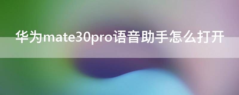 华为mate30pro语音助手怎么打开（华为mate30如何打开语音助手）