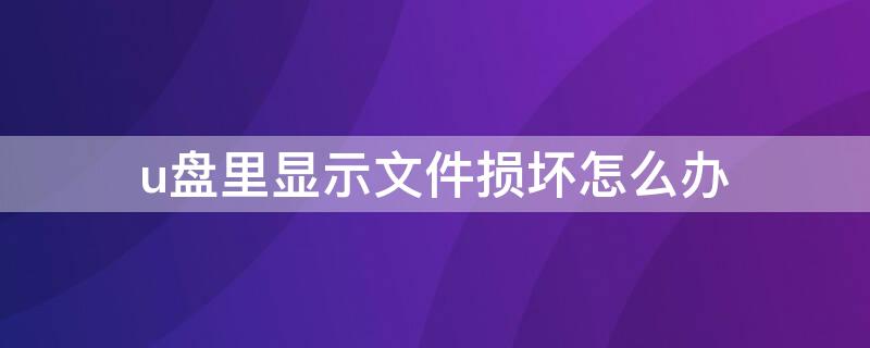 u盘里显示文件损坏怎么办 u盘文件显示损坏该怎么办