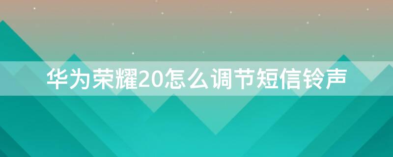 华为荣耀20怎么调节短信铃声（华为荣耀20怎么改闹钟铃声）