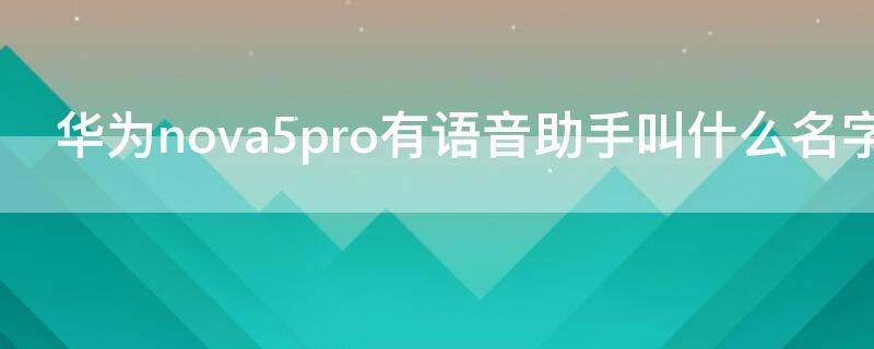 华为nova5pro有语音助手叫什么名字 华为nova5pro的语音助手叫什么名字