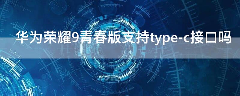 华为荣耀9青春版支持type-c接口吗（华为荣耀10青春版是type-c接口吗）