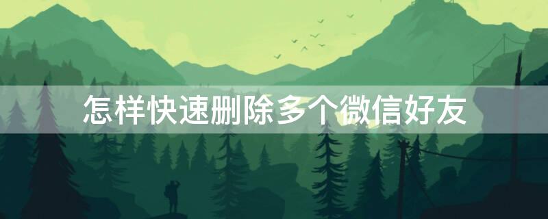 怎样快速删除多个微信好友 怎么能删除多个微信好友