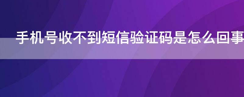 手机号收不到短信验证码是怎么回事（手机号收不到短信验证码是什么原因?）