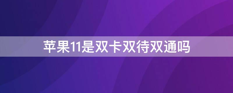 iPhone11是双卡双待双通吗（iphone11是双卡双待单通吗）