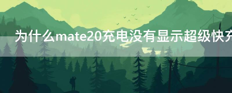 为什么mate20充电没有显示超级快充（华为mate20x为什么不显示超级快充）