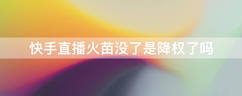 快手直播火苗没了是降权了吗 快手直播下面有个火苗推广总什么时候恢复